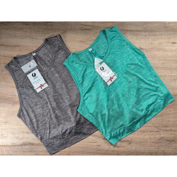 Lot‎ of 2 ICTIVE Womens Sleeveless Twist Back Athletic Crop Tops size M - Picture 1 of 4